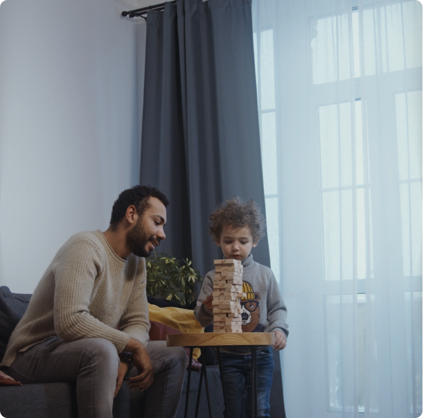 Family playing together calmly